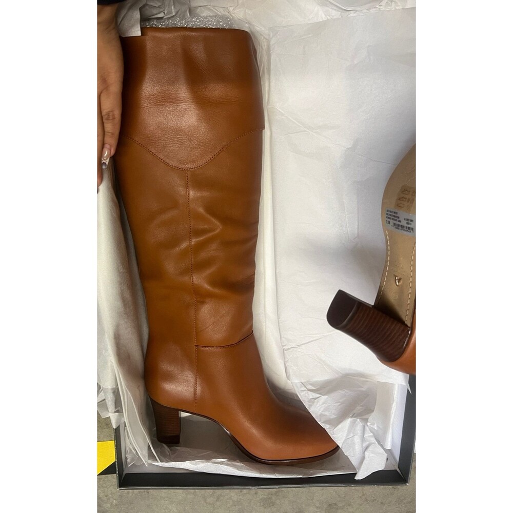 Arezzo Women's Marrom Vivian Round Toe Slip On Mid Block Heel Boots 7.5 B - Picture 4 of 9